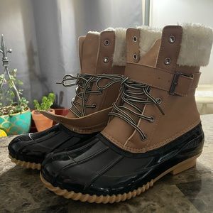 Jazamé Women's Tall Lace Up Rain Snow Winter Duck Boots